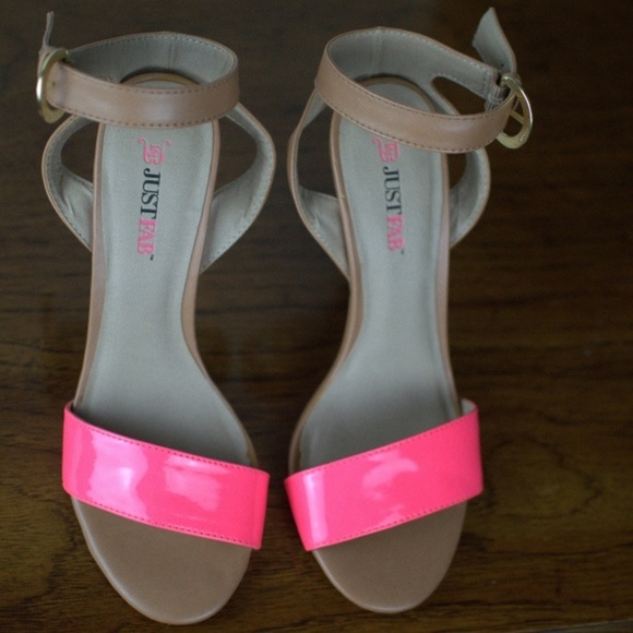 Just Fab Hot Pink Slingback Heels - Picture 3 of 5